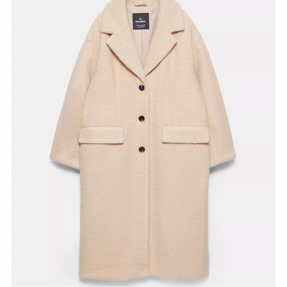 Pull and bear Long Coat Beige (bouclé) - Picture 6 of 9